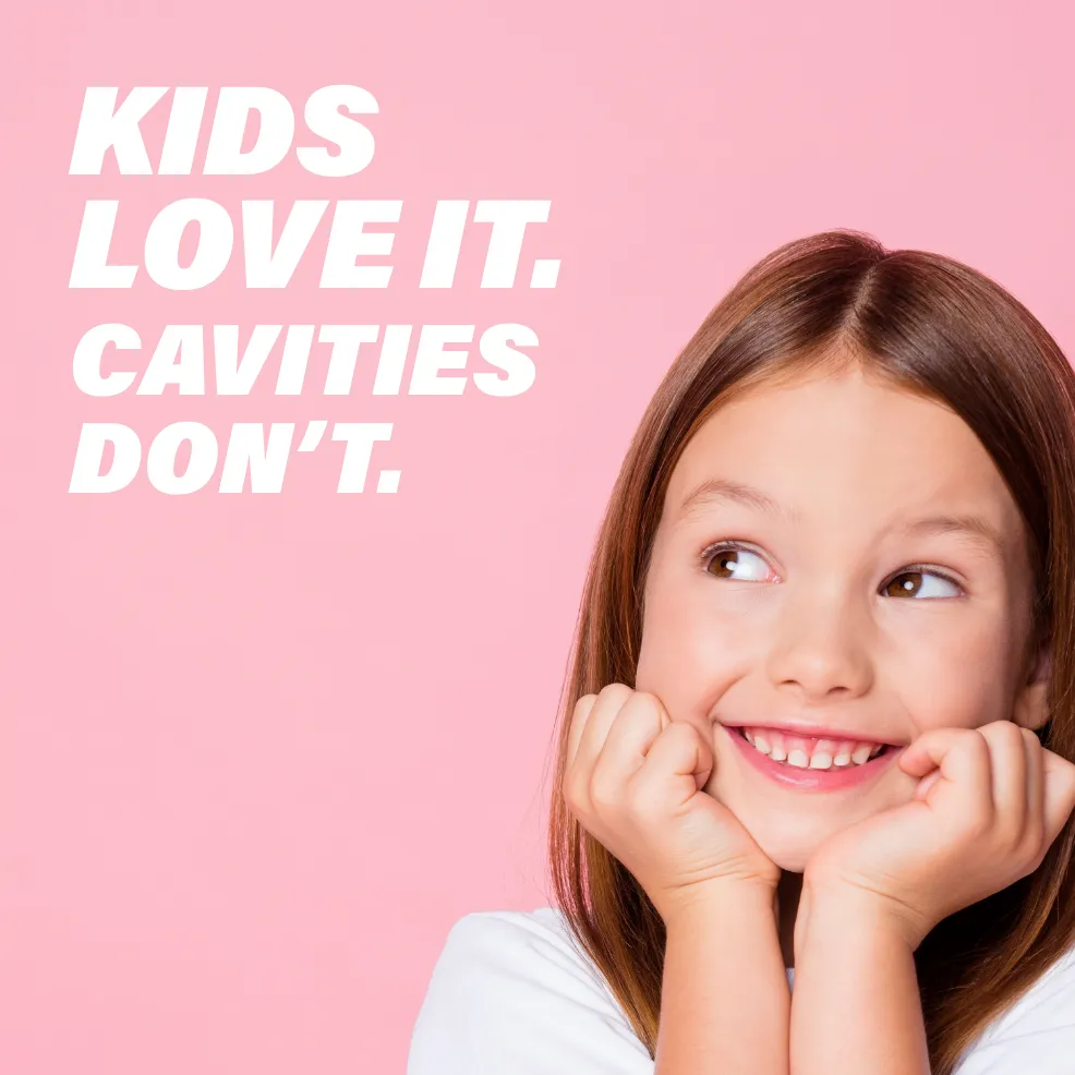 Packaging of ACT® Kids Toothpaste tubes in a variety of flavors and benefit statements.