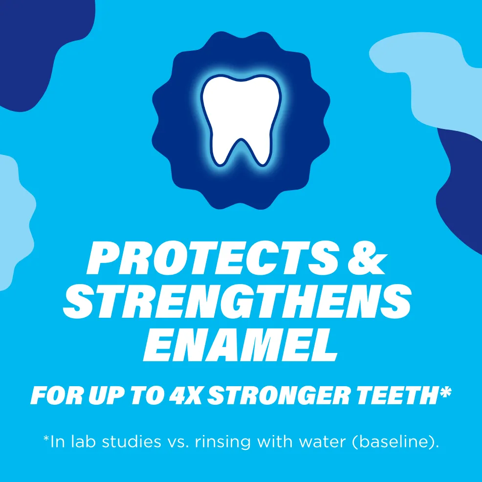 Packaging of ACT® Kids Mouthwash bottles in a variety of flavors and benefit statements.