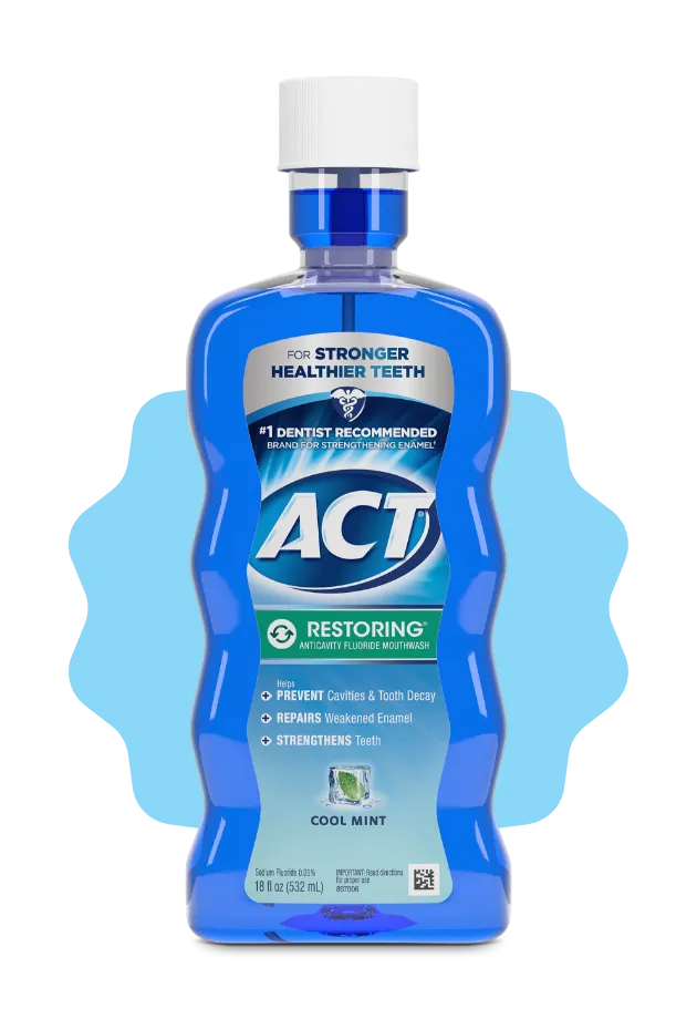 Front and back of  ACT® Restoring bottles in a variety of flavors.
