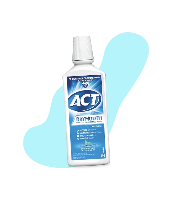 Front of ACT® Dry Mouth Mouthwash bottle