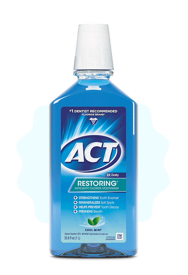 Front and back of ACT® Restoring bottles in two flavors.
