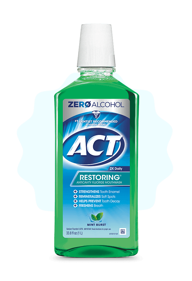 Front and back of ACT® Restoring bottles in two flavors.